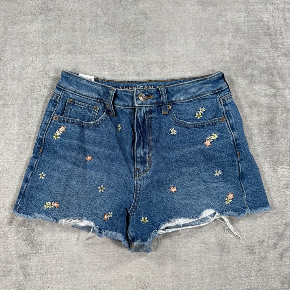 American Eagle Shorts Women 0 Blue Mom Shorts Cut Off Floral Jeans Festival